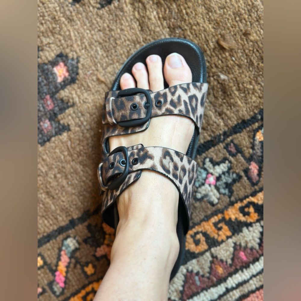 Zara Black and Brown Slide Sandals with Double Straps - Picture 6 of 10